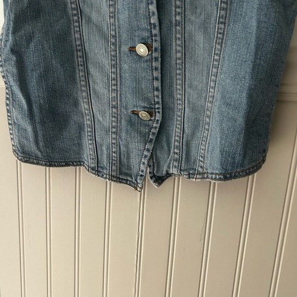 Levi's Small Light Blue Denim Stretch Button Down Vest - Picture 4 of 5